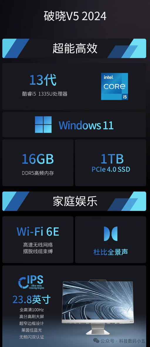B DDR5内存家庭娱乐学习新宠儿！开元棋牌华硕破晓V5一体机+16G(图4)